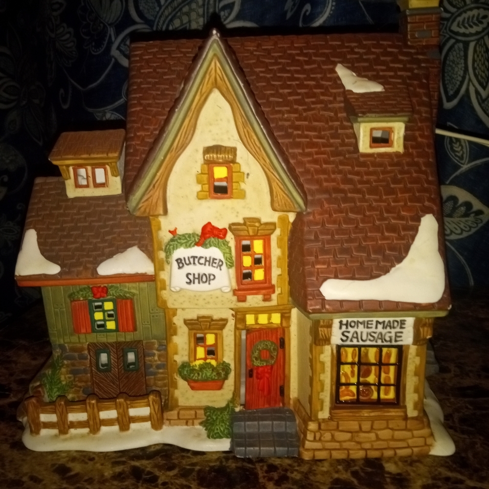 Village Series “Butcher shop” (homemade sausage) house w/ lighted cord